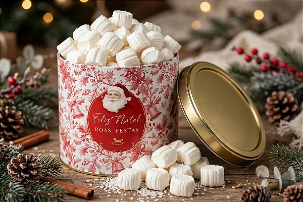Unidade da Tubolata de Natal Rígida Nostalgia Composé no tamanho 16,5 cm x 18 cm com 20 balas de coco tradicionais tipo comum artesanais