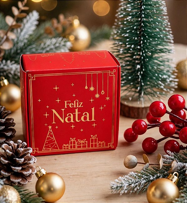 Unidade da caixa de natal hot stamping com 10 balas recheadas 8 cm x 8 cm x 4 cm (escolher sabor)
