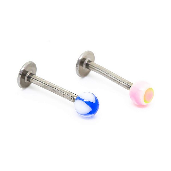 Kit Piercing Labret em Aço Inoxidável com 5 Unidades Colors Variadas