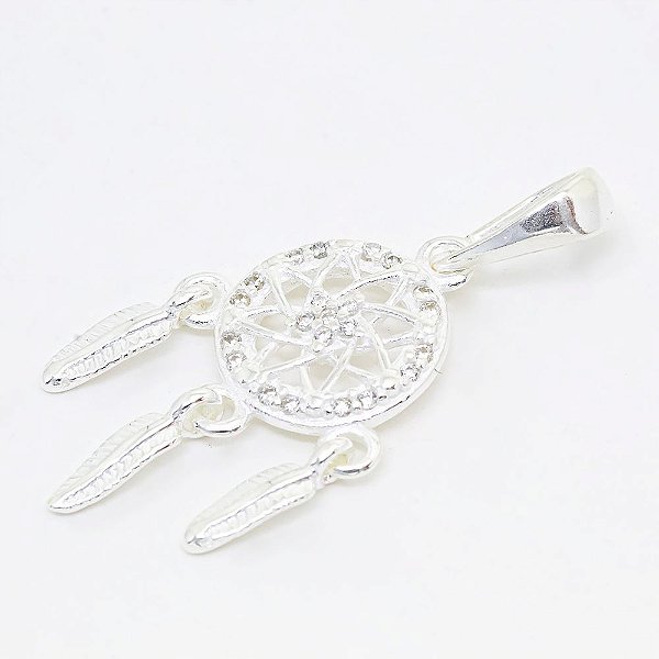 Pingente em Prata 925 Filtro Dos Sonhos Cravejado Com 22 Micro Zircônias AAAA