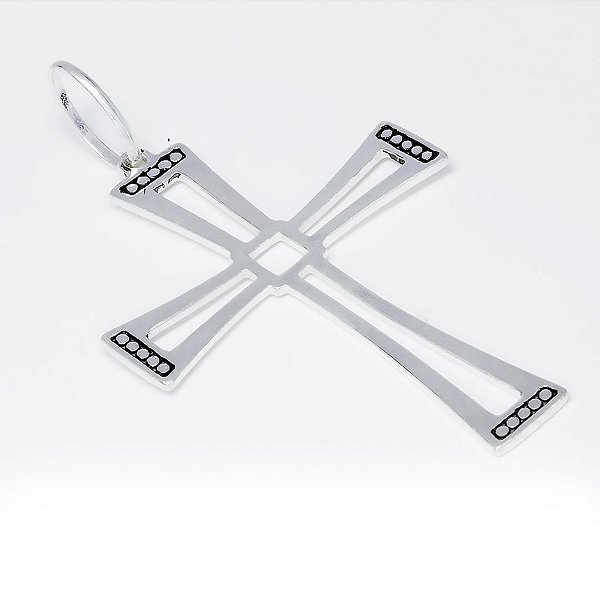 Pingente em Prata 925 Cruz com Micro Pontos