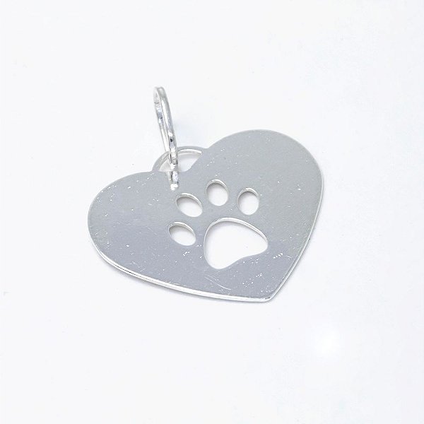 Pingente Prata Coração  Patinha Vazada