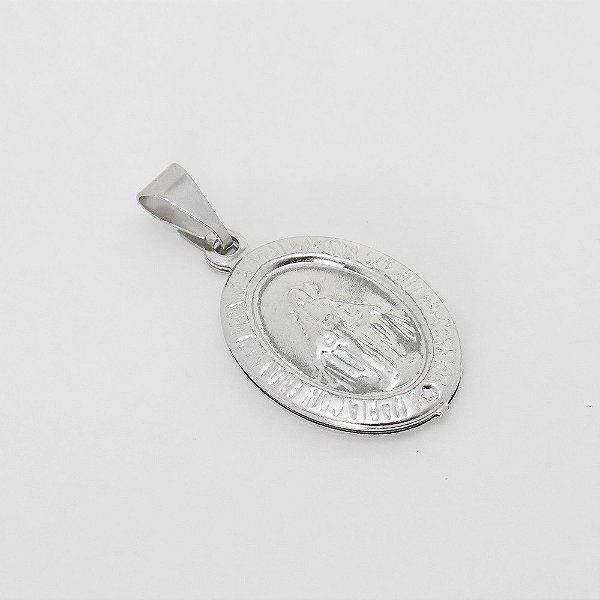Pingente em Aço Cirúrgico 316L Medalha Milagrosa 25 x 15 mm