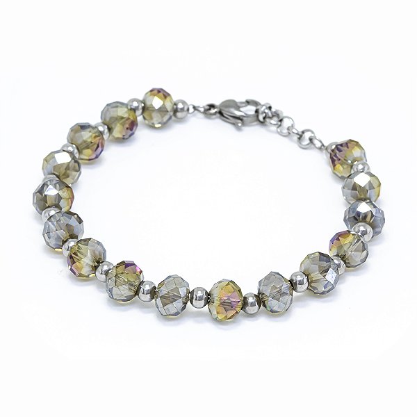 PULSEIRA PEDRA DE VIDROS BOLINHA 4MM