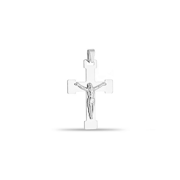 Pingente Em Aço Inox Cruz com Cristo 43 x 30mm