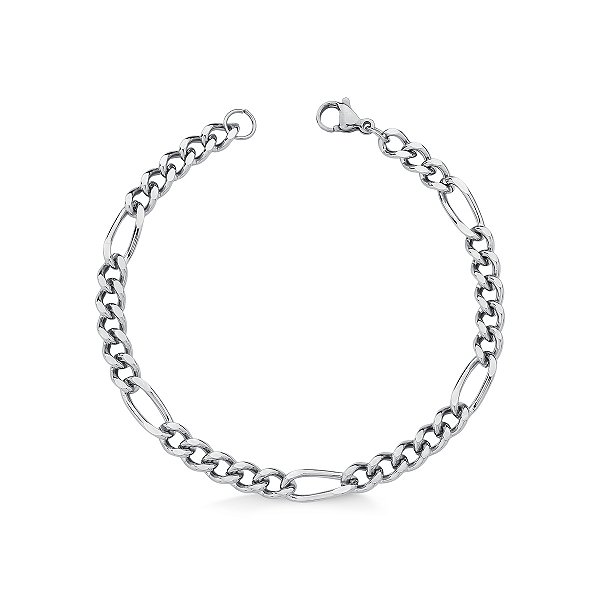 Pulseira em Aço inox Elos 5x1 Diamantada Fina 3mm Polida Aço Inox 316L