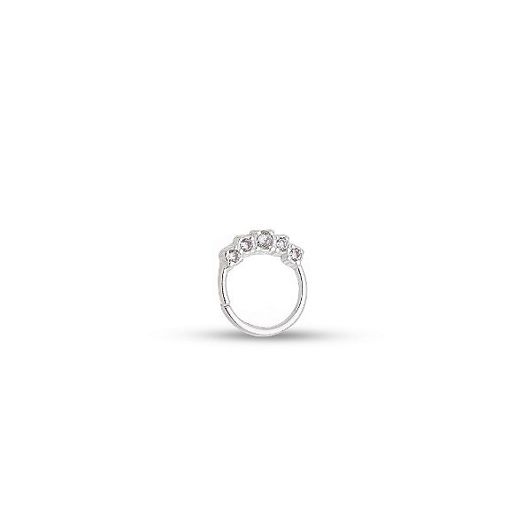 Piercing Cravejado 5 Zircônias Em Prata 925