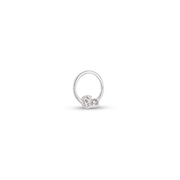Piercing em Prata 925 Mini Lua  Ponto de Luz Com Micros Zircônias