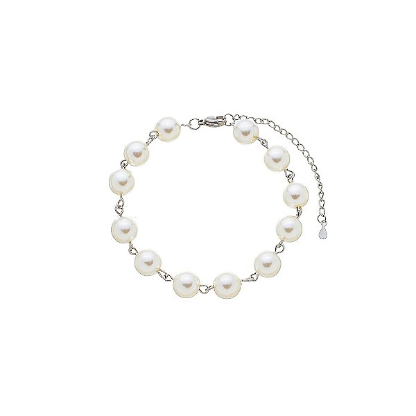 Pulseira Pérolas 8mm fecho Lagosta Aço Inox 316L
