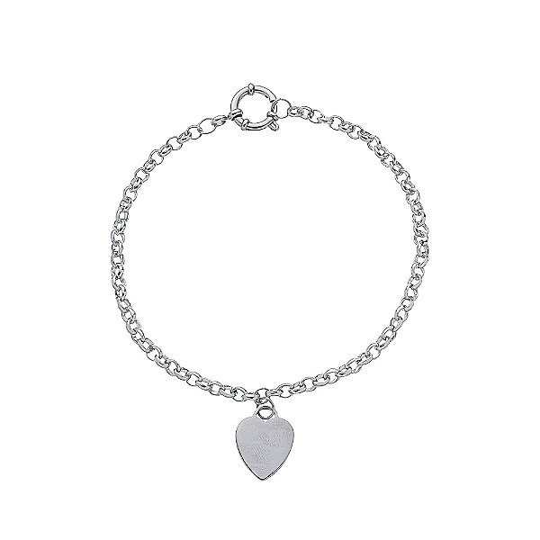 Pulseira Em Aço Inox Exclusivo Fecho Bóia aço 12mm Com Coração Maciço Polido 20mm
