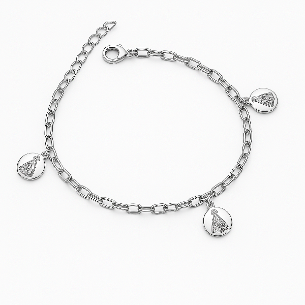 Pulseira Em Aço Inox 316 Medalhas de Nossa Senhora Aparecida