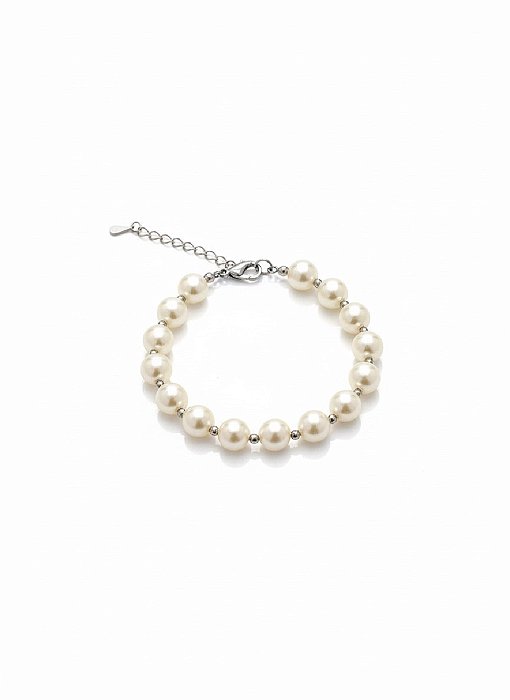 Pulseira Perolas 10mm separadores bolinha aço