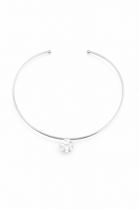 Colar Aço Inox 316L Rígido Com Pedra Zircônia 12mm AAAA