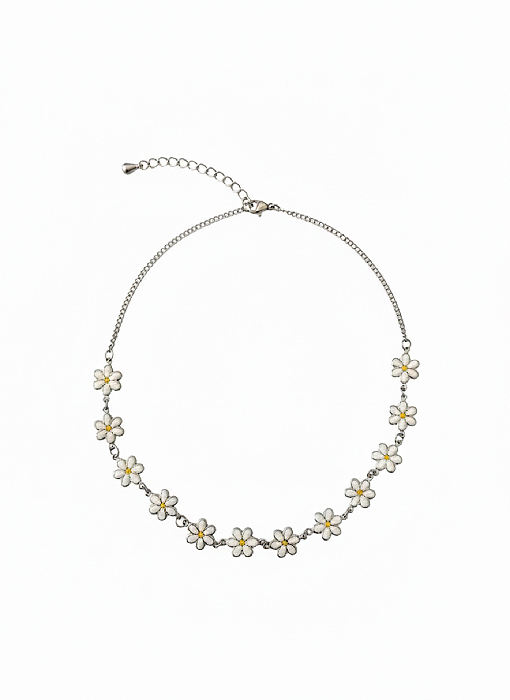 Chocker em Aço Margaridas Resinadas 35cm+10cm extensor