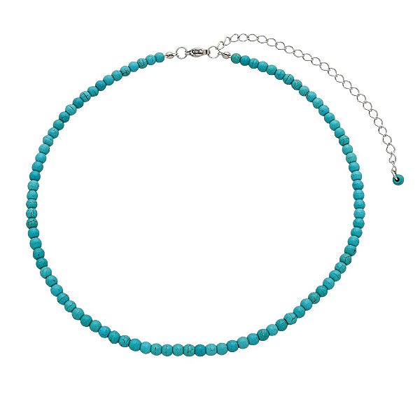 Colar Com Pedra Natural Howlita Turqueza 45cm