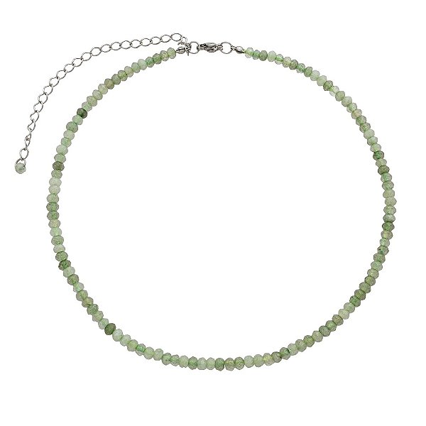 Colar Chocker Pedra Natural Jade Verde Piscina Mesclada 45cm