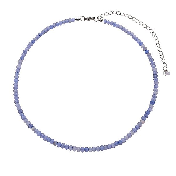 Colar Chocker Pedra Natural Jade lavanda Mesclada 2x4mm Com 45cm
