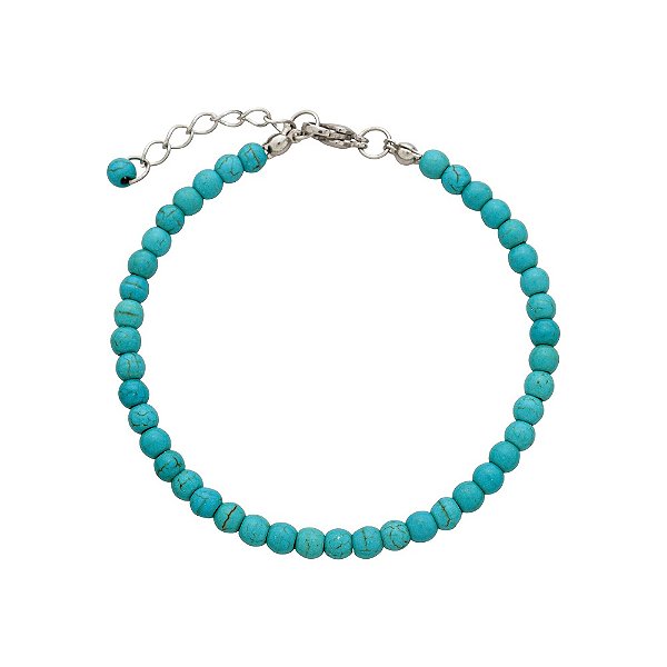Pulseira com Pedras Natural Howlita Turquesa 4mm