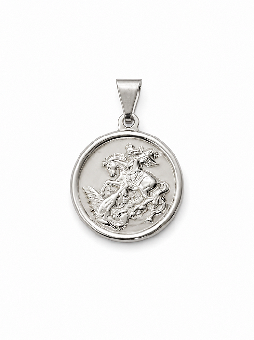 Pingente São Jorge Medalha Aço Inox 16mm