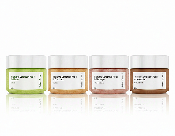 Kit 04 Esfoliantes Orgânicos Veganos / Morango 🍓 Maracujá 🍊 Limão 🍋 Chocolate