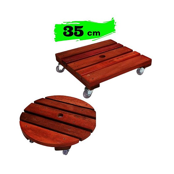 Suporte Vaso Plantas 35cm Roda Rodizio Giratorio Gel Silicone Redondo
