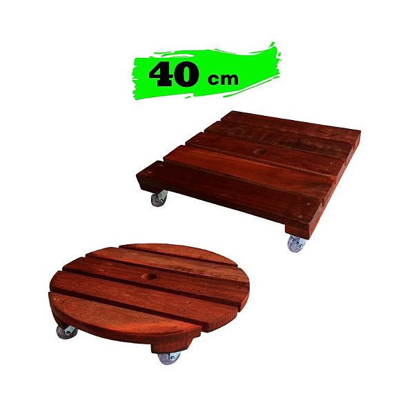 Suporte Vaso Plantas 40cm Roda Rodizio Giratorio Cristal Redondo