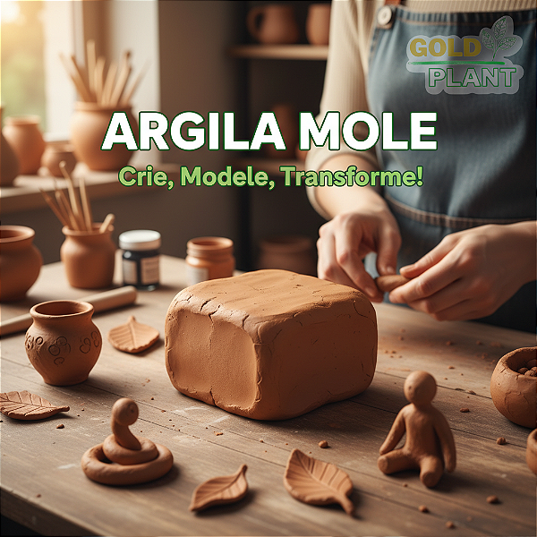Argila Mole Modelar Artesanato Escolar 800gr