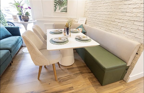 Conjunto new slim 200cm X 150cm + mesa resina 140cm x 90cm e duas cadeiras Califórnia.