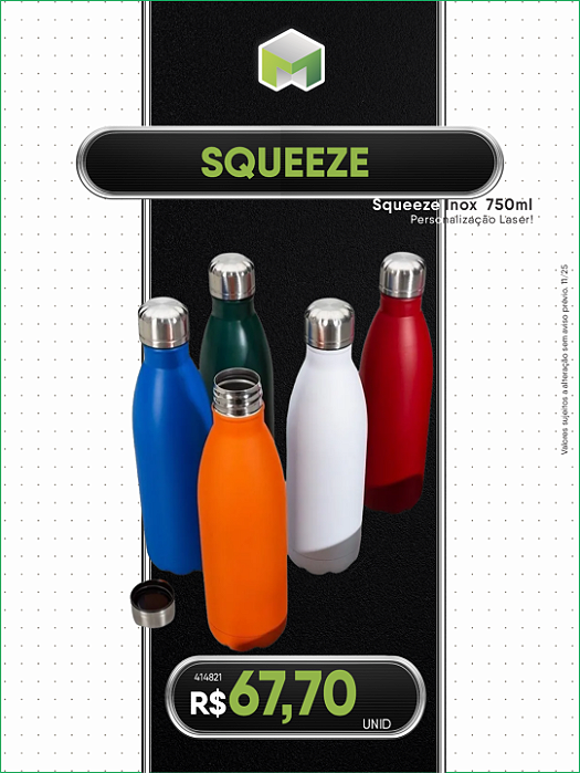 # BLACK FRIDAY 2025 - SQUEEZE METAL -GRAVAÇÃO A LASER - REF. 17011