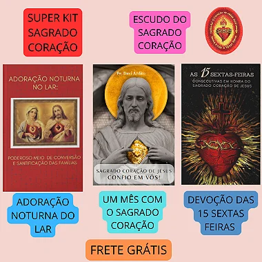 SUPER KIT SAGRADO CORAÇÃO DE JESUS: 3 livros + Detente + frete grátis .