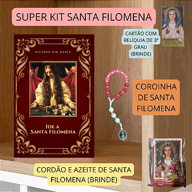 SUPER KIT SANTA FILOMENA- LIVRO + COROINHA + AZEITE, CORDÃO E CARTÃO(BRINDES)