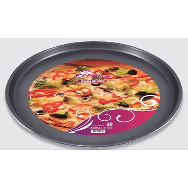 Forma Pizza Antiaderente Assadeira 31cm em Aço Carbono