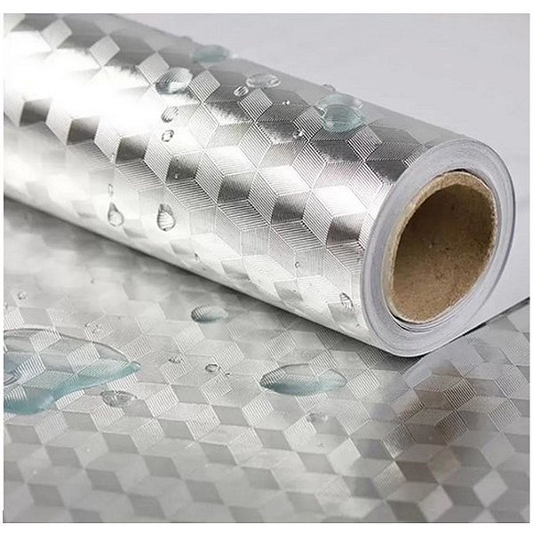 Papel De Parede Alumínio Adesiva Impermeável Protetor Fogão