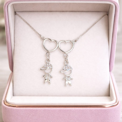 Colar filhos ( Casal) Folheado a Prata 925