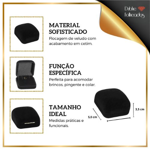 Estojo tradicional preto para brincos