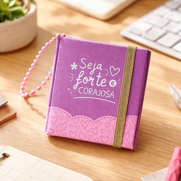 Mini Bloco Adesivo Cristão 100 Folhas Capa Dura com Chaveiro