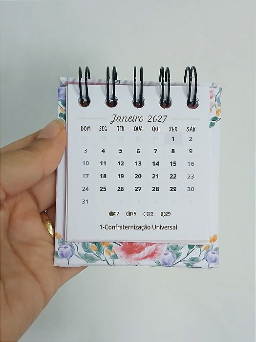 Mini Calendário de Mesa 2027 8,5x7,5cm | Frases cristãs