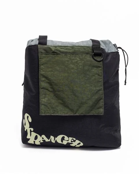 Shoulder Tote Bag Stranger Art Letter In Arch (Preto/Verde)