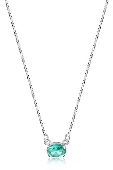 Conjunto colar e brincos Glamuor Turmalina - PRATA 925