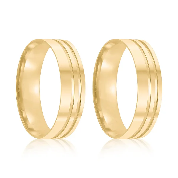 Par de alianças Aurelia 5mm de casamento ouro 18k