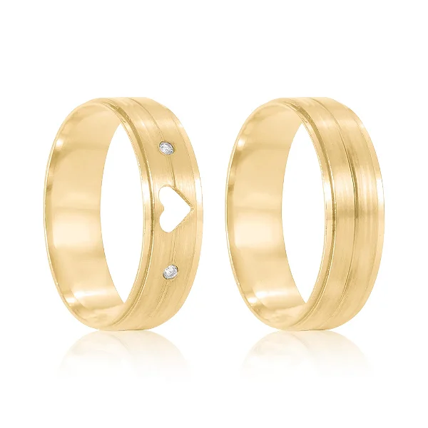 Par de alianças Love 6mm de casamento ouro 18k