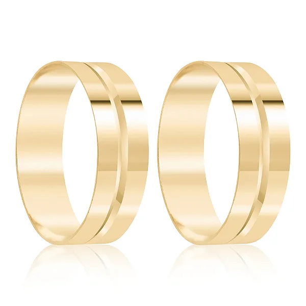 Par de alianças Gevena 6mm de casamento ouro 18k