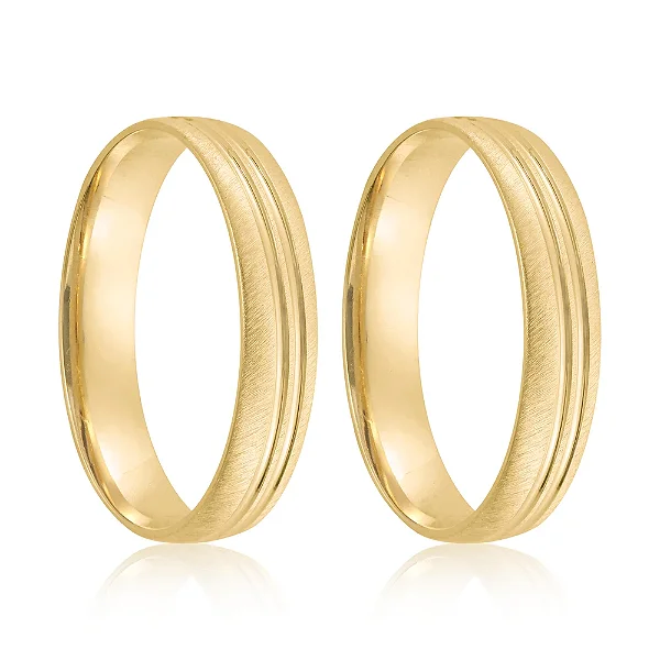 Par de alianças Athens 4mm de casamento ouro 18k