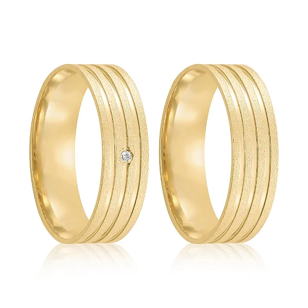 Par de alianças Vancouver 6mm de casamento ouro 18k