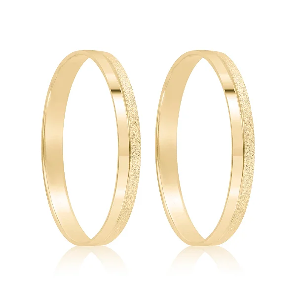 Par de alianças casamento Princess 2mm de ouro 18k  - Anel solitário Brinde