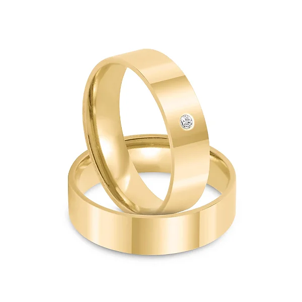 Par de alianças Tiana 5mm de casamento ouro 18k