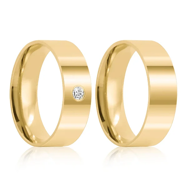 Par de alianças Daise 6mm de casamento ouro 18k