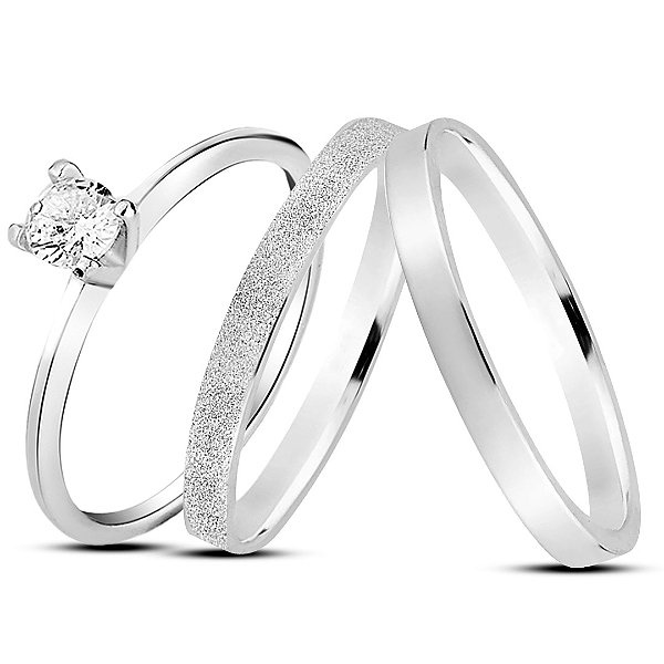 Par de alianças Lunna 2mm de namoro + anel solitário prata 950