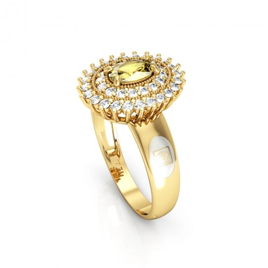 Anel Formatura feminino Oval Grande - Ouro 18K