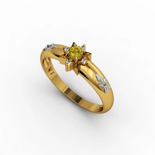 Anel Ouro 18K Formatura Estrela Oito Pontas